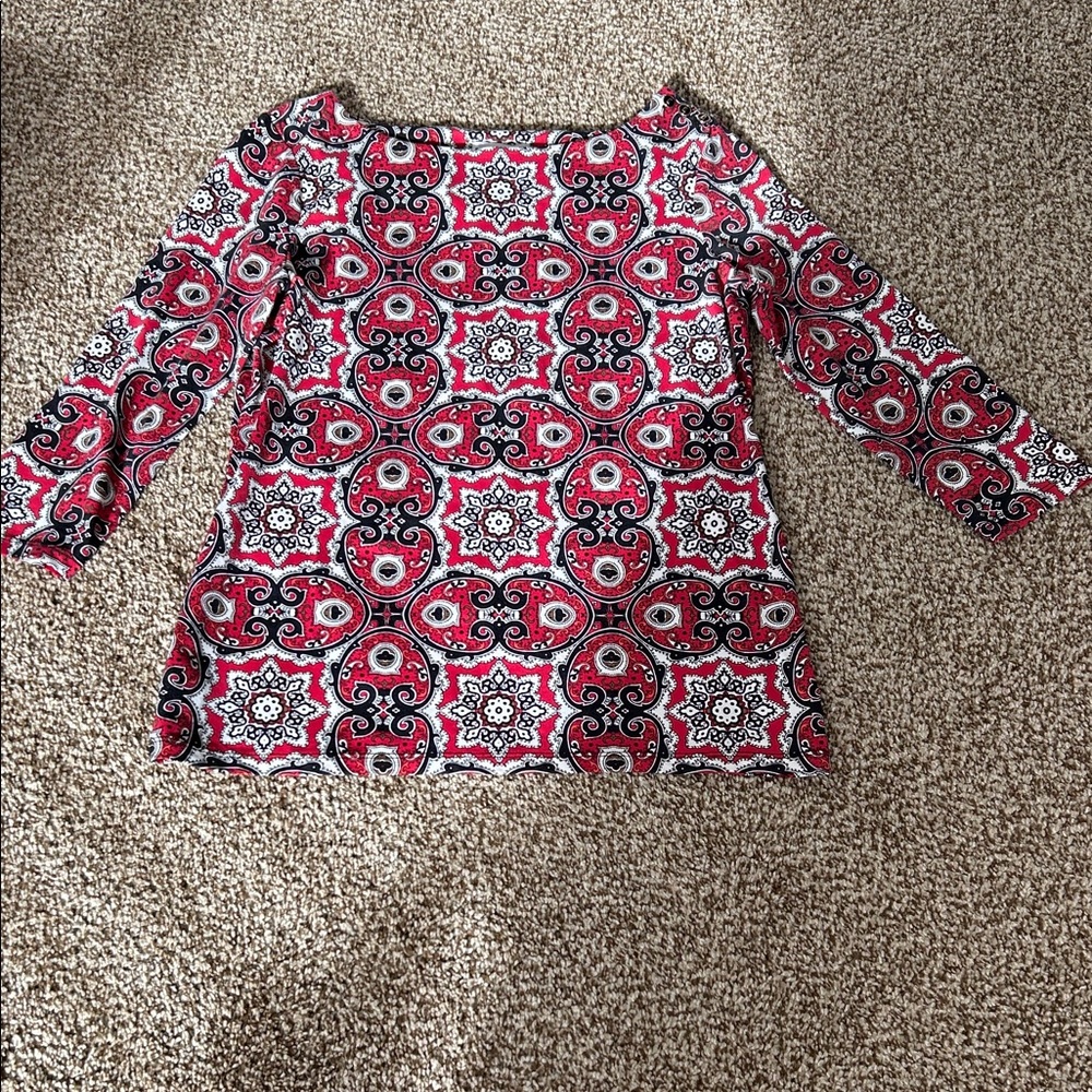 Charter Club Red and Black Paisley Top